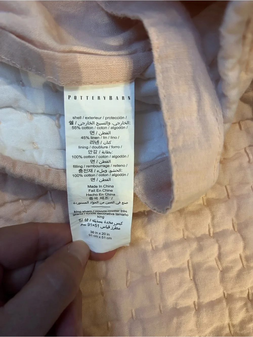 Pottery Barn pale pink